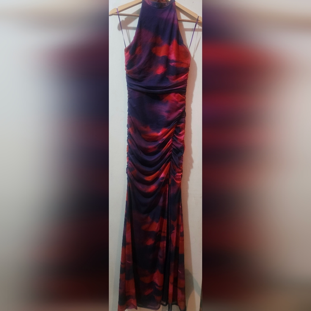 Windsor Red and Purple Halter Maxi Dress